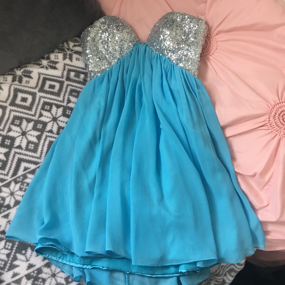 Aqua blue baby doll dress